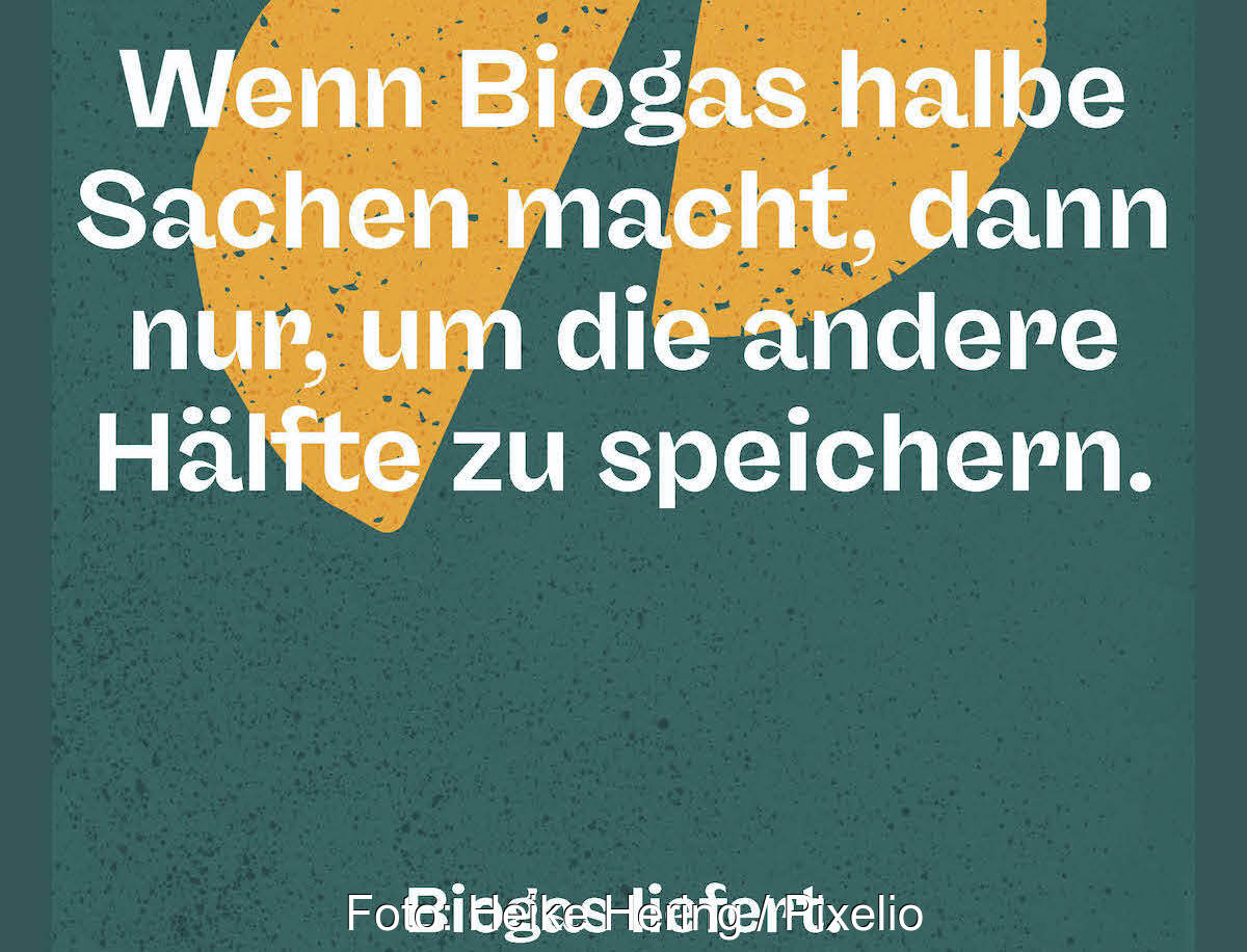 Foto mit Slogan aus der Kampagne "Biogas liefert!"
