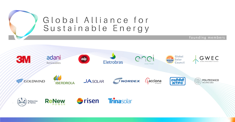 Logos der Mitglieder der Global Alliance for Sustainable Energy - sie wollen erneuerbare Energien nachhaltiger machen