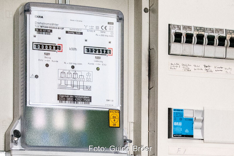 Drehstrom-Zweiwege-Stromzähler. Viele Betreiber haben noch solch ein Gerät und keinen Smart Meter für Photovoltaik-Anlagen