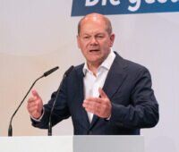 Bundeskanzler Olaf Scholz bei einer Rede