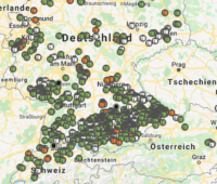 Auf einer Landkarte sind die Orte des Norstromeinsatzes eingetragen. Der Schwerpunkt liegt in Süddeutschland.
