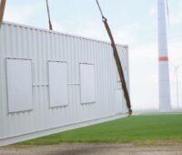 Anlieferung eines MV-FRT-Containers auf dem Testfeld in Grevenbroich