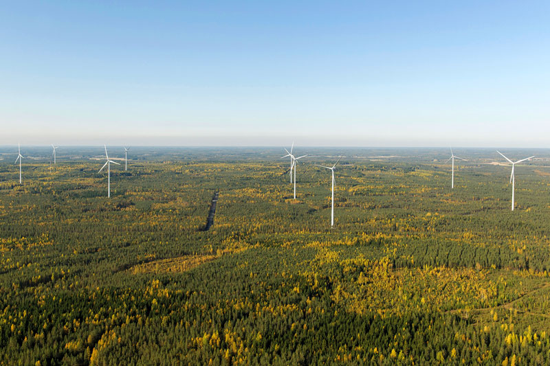 Luftbild des finnischen Windparks Haapajärvi von ABO WInd