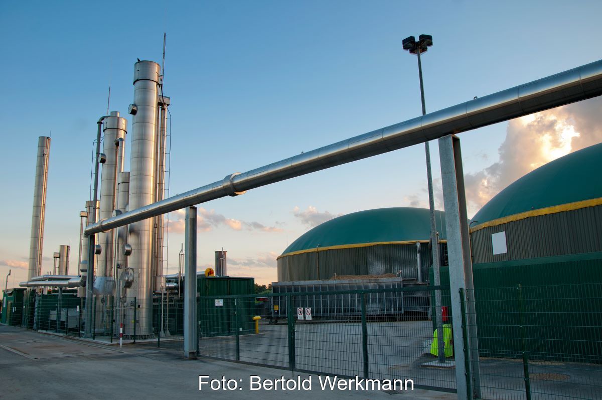 Eine Biogasanlage mit Biomethan-Aufbereitung.