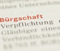 Das Wort Bürgschaft in Nahaufnahme