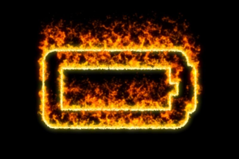 Symbolische Darstellung von Batteriebrand