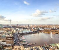 Luftbild Hamburgs mit Binnenalster.