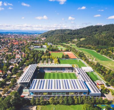 Luftbild des Scharzwaldstadions des SC Freiburg