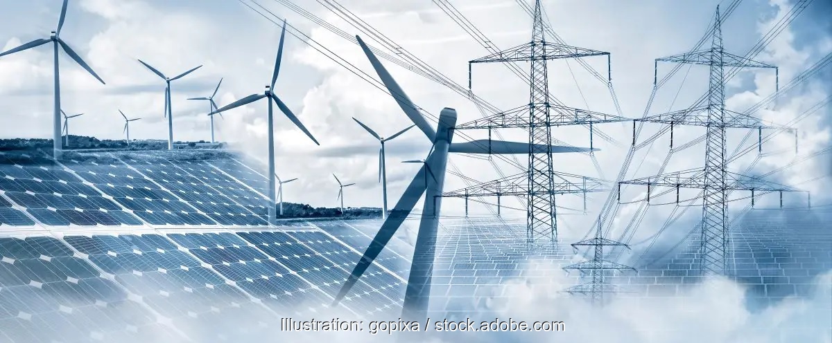 Windenergieanlagen und Photovoltaik-Module, die Ausschreibungsmengen für erneuerbare Energien sollen unverändert hoch bleiben.