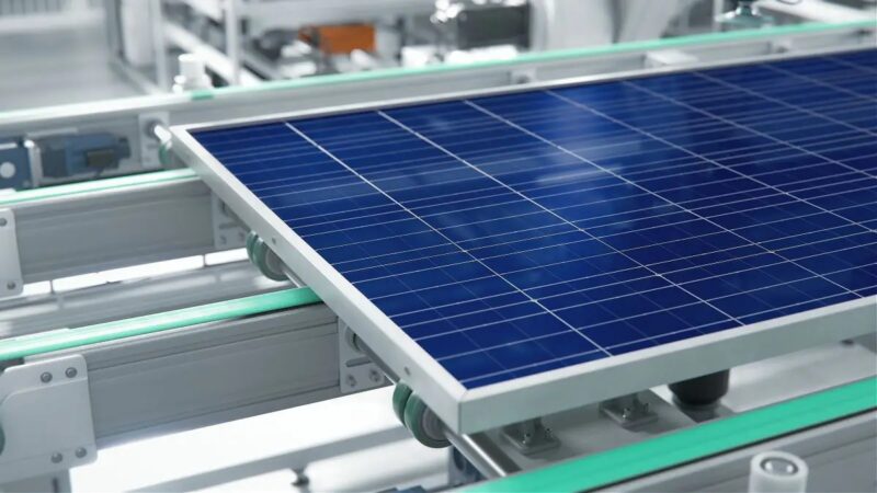 Im Bild die Fertigung eines PV-Moduls, im Ranking der PV-Module liegt Aiko im September 2023 vorn.