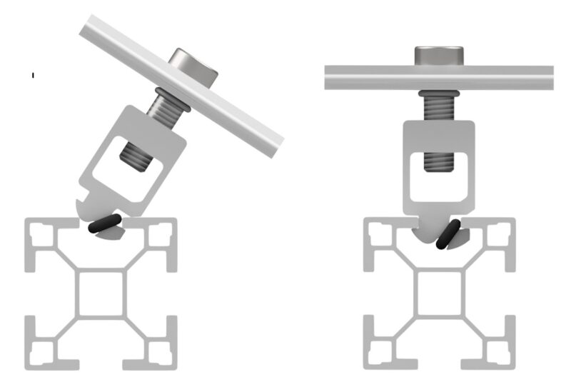 Zu sehen ist eine schematische Darstellung einer Klemme für die Photovoltaik-Montage von Altec.