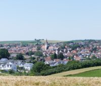 Blick über Häuser des Ortskerns Gentach der Gemeinde Ilsfeld