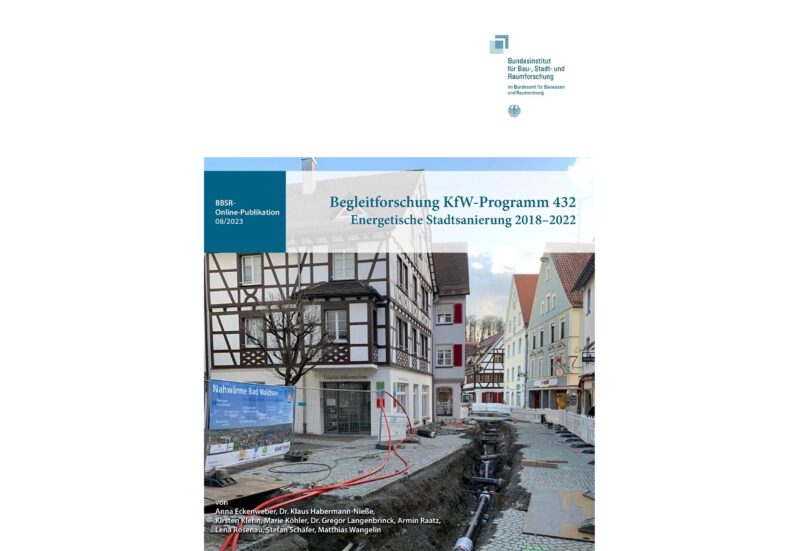 ZU sehen ist das Cover der Studie „Begleitforschung KfW-Programm 432. Energetische Stadtsanierung 2018–2022“