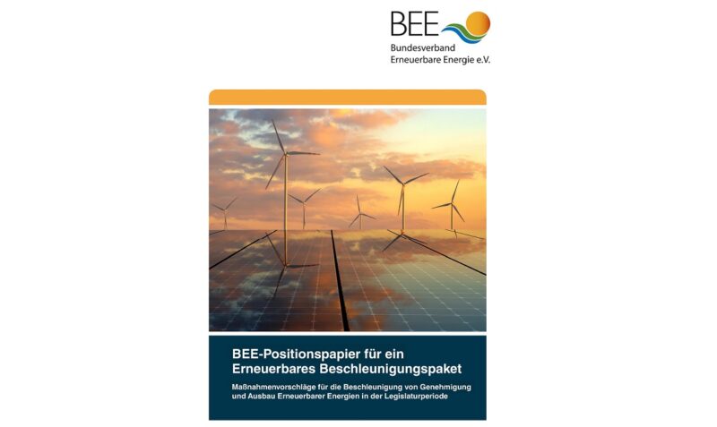 Der Bundesverband Erneuerbare Energie (BEE) hat ein Beschleunigungspaket für alle erneuerbaren Energien erarbeitet.