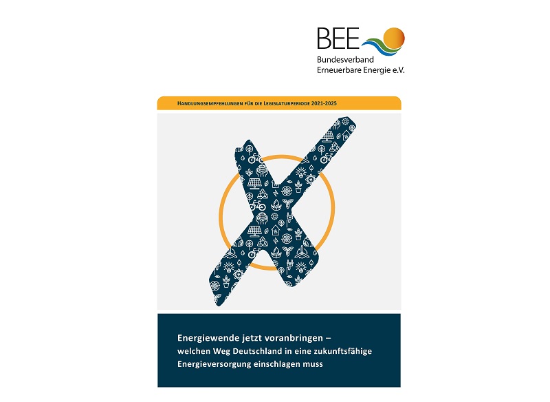 Zu sehen ist das Deckblatt des BEE-Vorschlagspapiers „Energiewende jetzt voranbringen – Welchen Weg Deutschland in eine zukunftsfähige Energieversorgung einschlagen muss“.