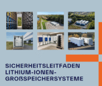 Titelbild des BVES-Leitfadens für Großspeichersysteme, angereichert mit Fotos einzelner Speicher.