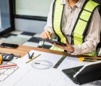 Mensch am Schreibtisch mit Windenergie-Modell und anderen Materialien, der Bundesverband Windenergie fürchtet, dass die RED-III-Teilumsetzung Genehmigungsverfahren nicht wie gewünscht beschleunigt.