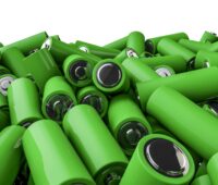 Grüne Gerätebatterien als Symbol für austauschbare Wechselakkus