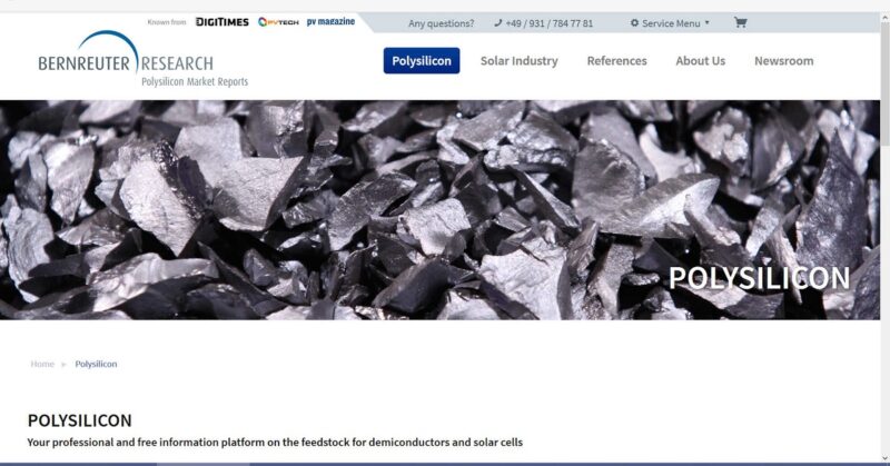 Zu sehen ist ein Screenshot der neuen Polysilizium-Informationsplattform.