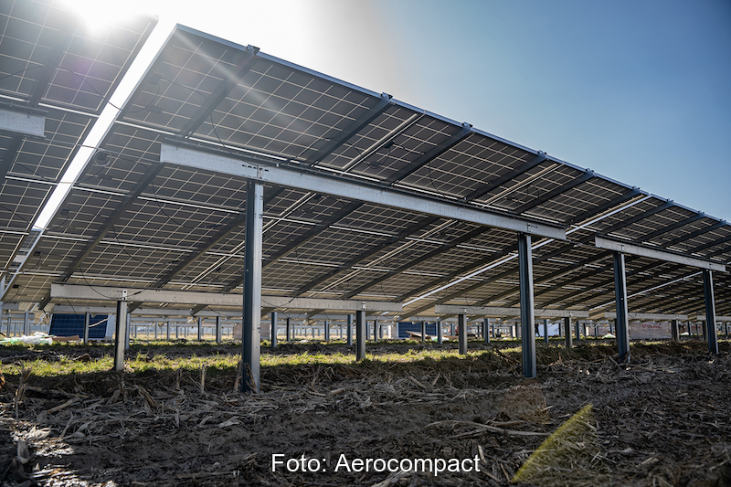 PV-Freiflächenanlage von unten