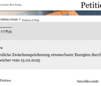 Screenshot der Bundestagswebsite mit Eintrag zur Petition für Klainspeicher.