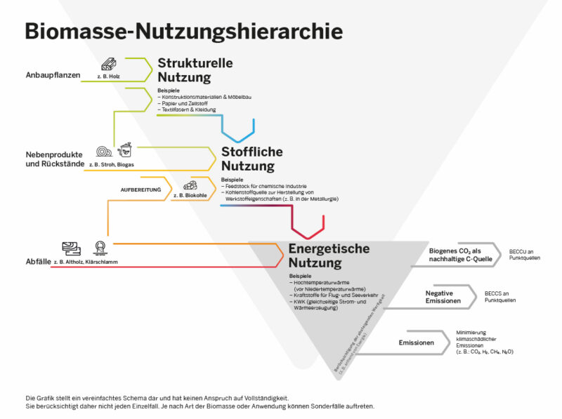 Die Grafik zeigt die Nutzungshierarchie für Biomasse von NRW.Energy4Climate
