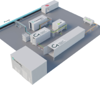 Visualisierung zeigt verschiedene Container und Leitungen für künftige Produktion von Methanol.