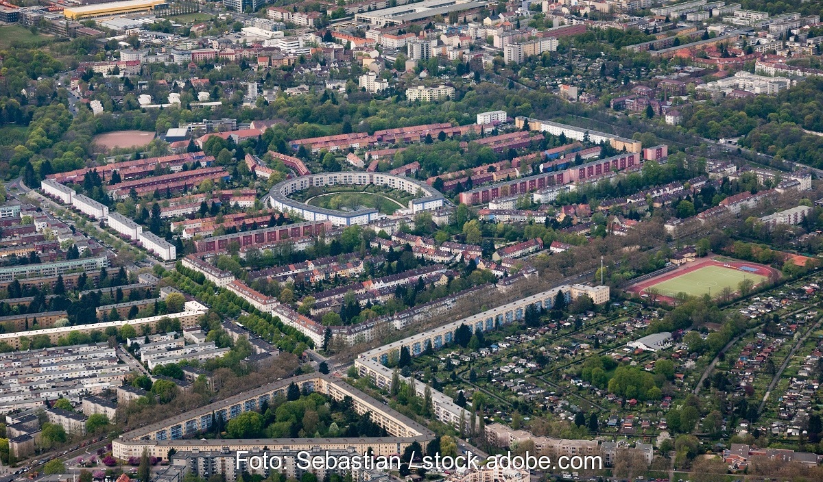 Luftaufnahme von Berlin Neukölln, EnergyMap Berlin will den energetischen Zustand aller Gebäude in Berlin ermitteln.