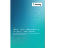 Das Cover der Kurzstudie zur Photovoltaik-Einspeisung ins Stromnetz „Mehr PV durch intelligente Batteriespeicher an Umspannwerken – Wie bestehende Transformatorleistungen zwischen Mittel- und Hochspannung zeitlich besser genutzt werden können“ vom Fraunhofer IEE.