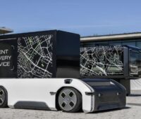 Grafik zeigt autonome Fahrzeuge mit wechselbaren Aufbauten.
