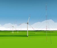 Zu sehen ist eine Animation vom Forschungspark Windenergie Krummendeich, den das DLR in Niedersachsen errichtet.
