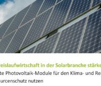 Zu sehen ist ein Ausschnitt des Deckblattes des Weißbuchs zur Wiederverwendung und dem Recycling von Photovoltaik-Modulen.