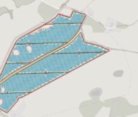 Im Bild der Modulbelegungsplan vom Agri-Photovoltaik-Park in den Gemeinden Bobitz und Metelsdorf in Mecklenburg-Vorpommern.