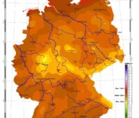 Zu sehen ist eine Karte mit der Sonneneinstrahlung in Deutschland im April 2022.