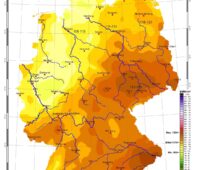 Zu sehen ist eine Deutschland-Karte mit der Sonneneinstrahlung in Deutschland im April 2024.