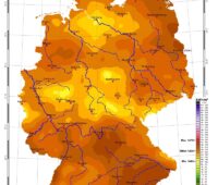 Zu sehen ist eine Karte mit der Sonneneinstrahlung in Deutschland im August 2021.