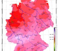 Zu sehen ist eine Deutschland-Karte mit der Sonneneinstrahlung in Deutschland im August 2025.