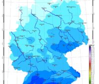 Zu sehen ist eine Deutschland-Karte mit der Sonneneinstrahlung in Deutschland im Dezember 2024.