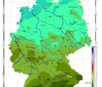 Zu sehen ist eine Karte mit der Sonneneinstrahlung in Deutschland im Februar 2021.