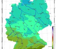 Zu sehen ist eine Deutschland-Karte mit der Sonneneinstrahlung in Deutschland im Februar 2023.