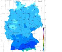 Zu sehen ist eine Karte mit der Sonneneinstrahlung in Deutschland im Januar 2023.