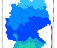 Zu sehen ist eine Deutschland-Karte mit der Sonneneinstrahlung in Deutschland im Januar 2024.