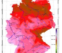 Zu sehen ist eine Deutschland-Karte mit der Sonneneinstrahlung in Deutschland im Juli 2025. Grafik: DWD