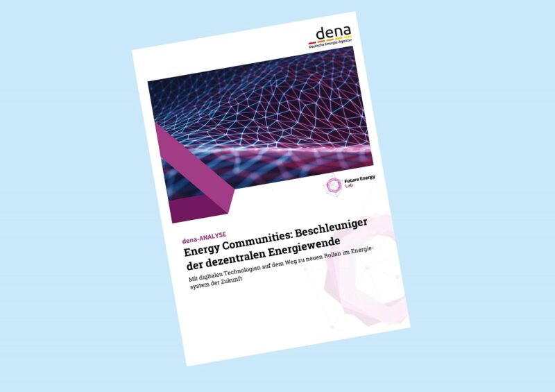Zu sehen ist das Deckblatt der Dena-Analyse zu Energy Communities.