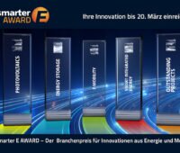 Eine Grafik, die in bunten Farben die fünf Kategorien des The smarter E Awards 2026 zeigt.