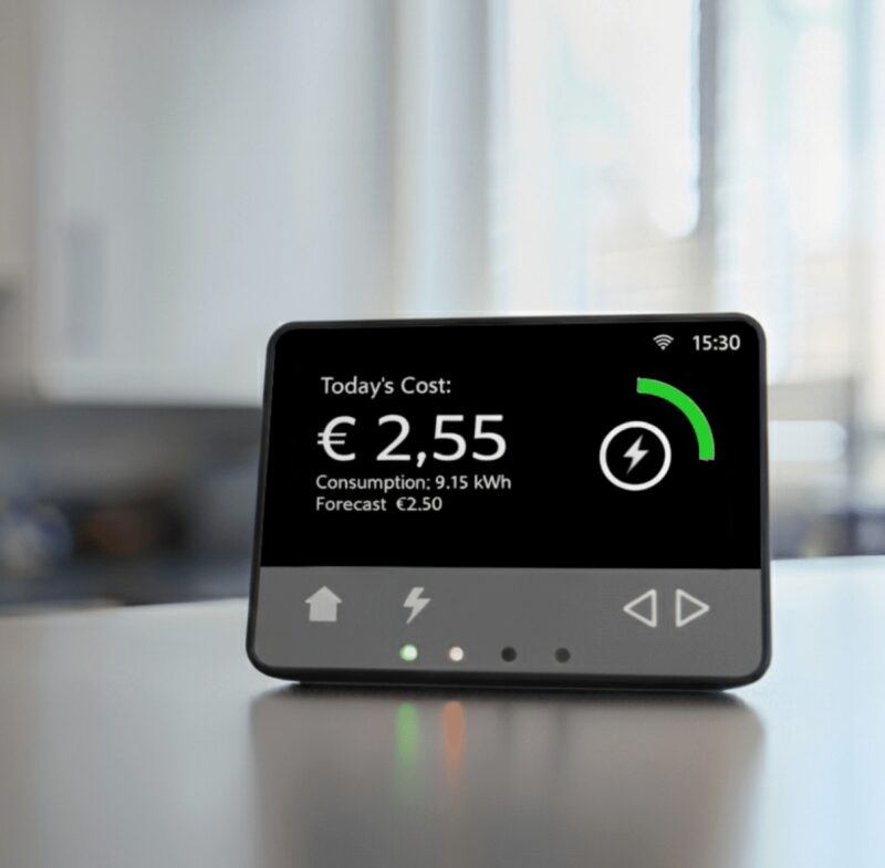 Handliches Gerät zeigt Stromverbrauch udn Kosten an.