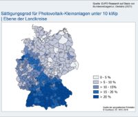 Zu sehen ist eine Landkarte, die das Photovoltaik-Potenzial in Deutschland nach Ländern aufzeigt.