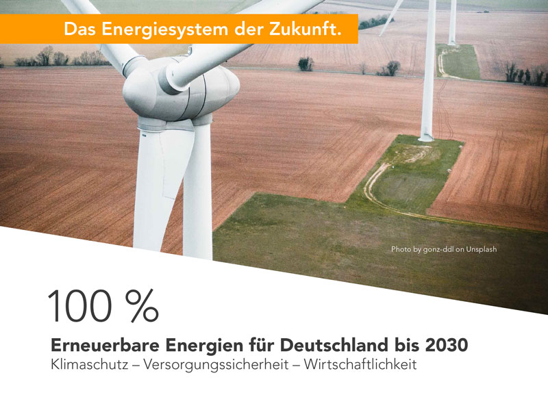 Titelbild der Studie 100 % Erneuerbare Energien (Ausschnitt)