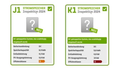 Screenshot zeigt die beiden Label mit Daten der getesteten Speichersysteme.
