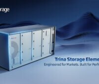 In blau mit Verläufen gestaltetes Foto des Speichersystems Elementa 3.